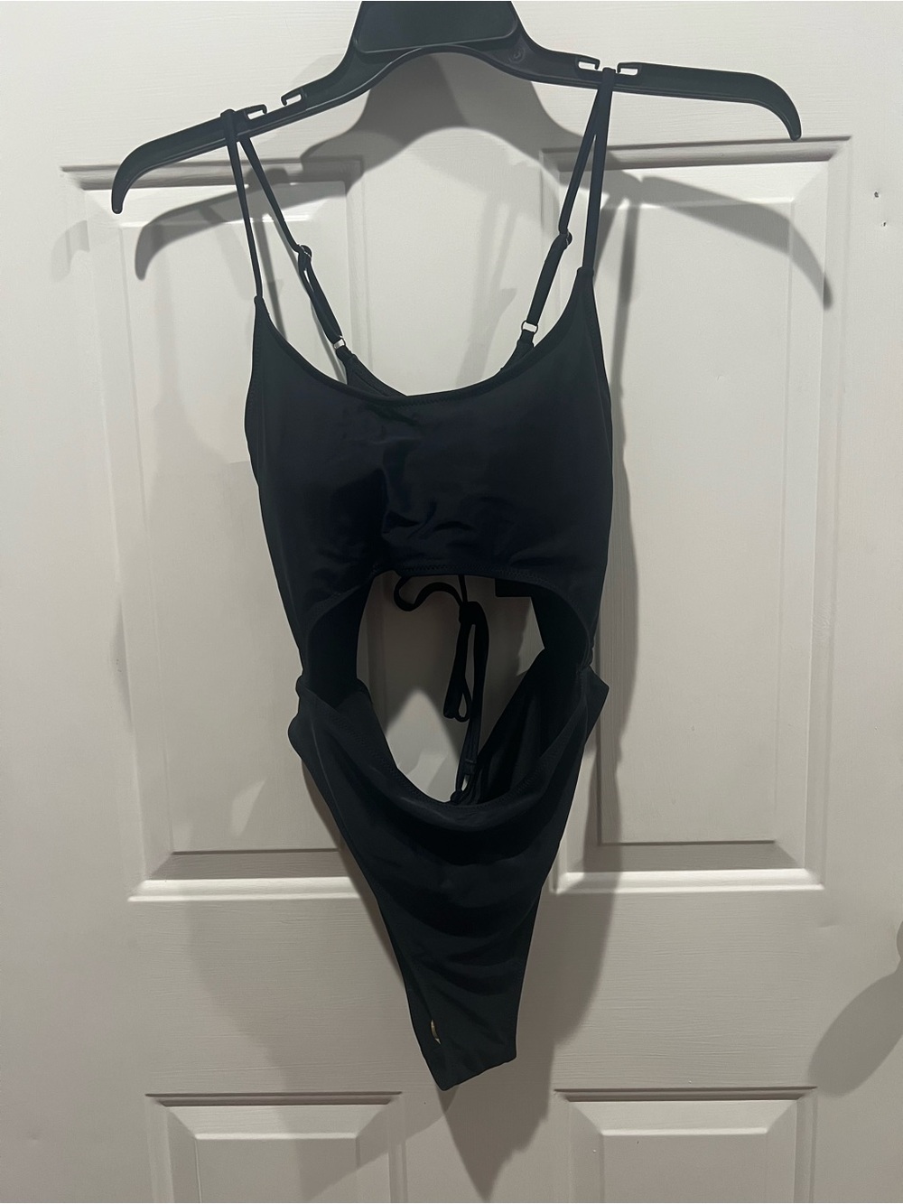 Black Cutout One-Piece Swimsuit with Adjustable Straps